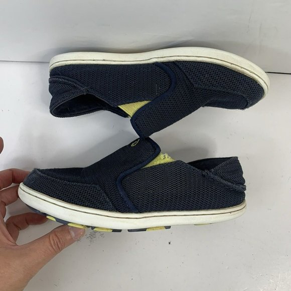 Olukai Nohea Mesh Casual Slip On Loafer Navy Green Logo Shoe Youth Boy Size 1 B1 - Picture 3 of 12